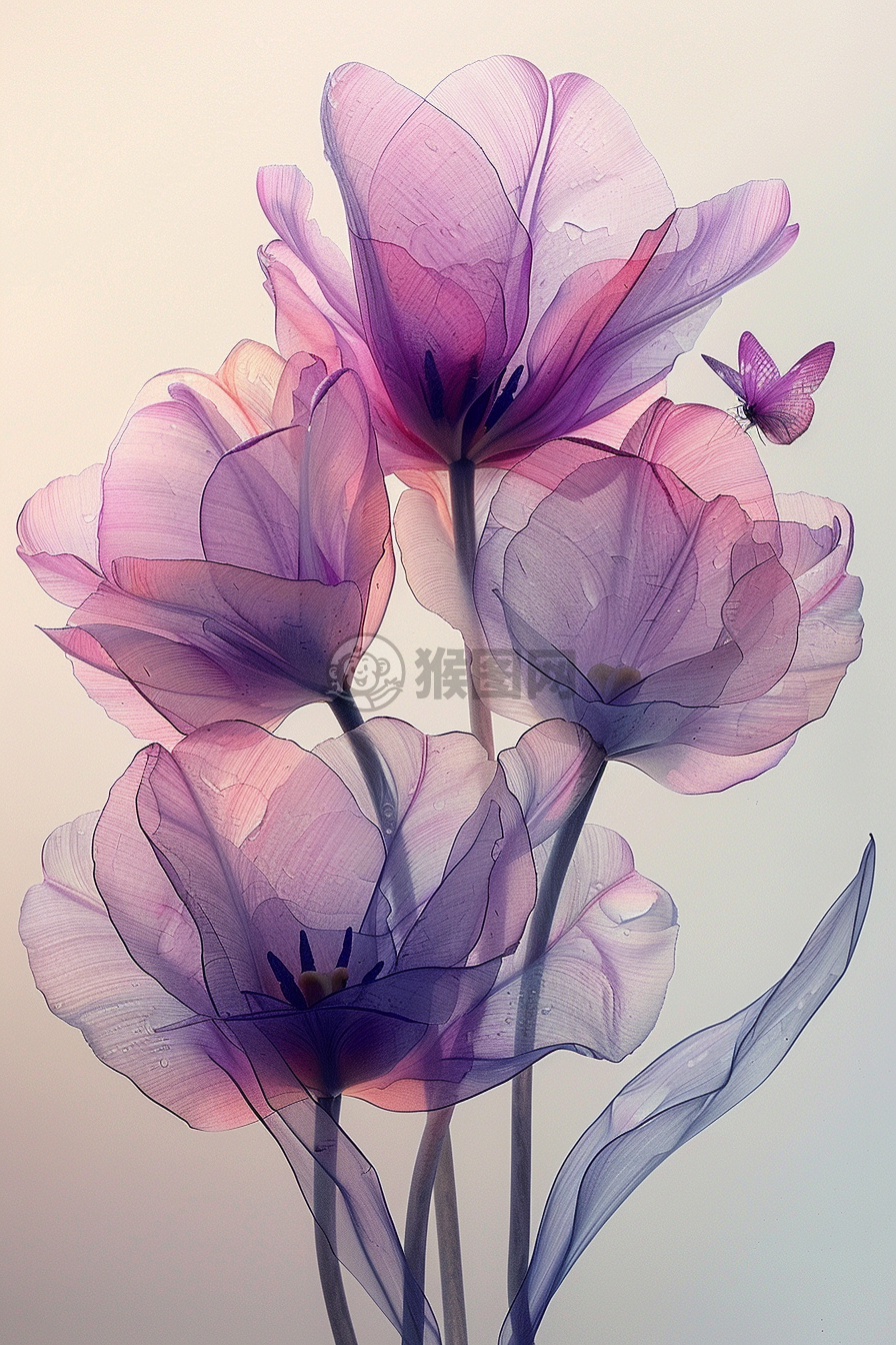紫鸢舞空灵，白蝶翻飞画中