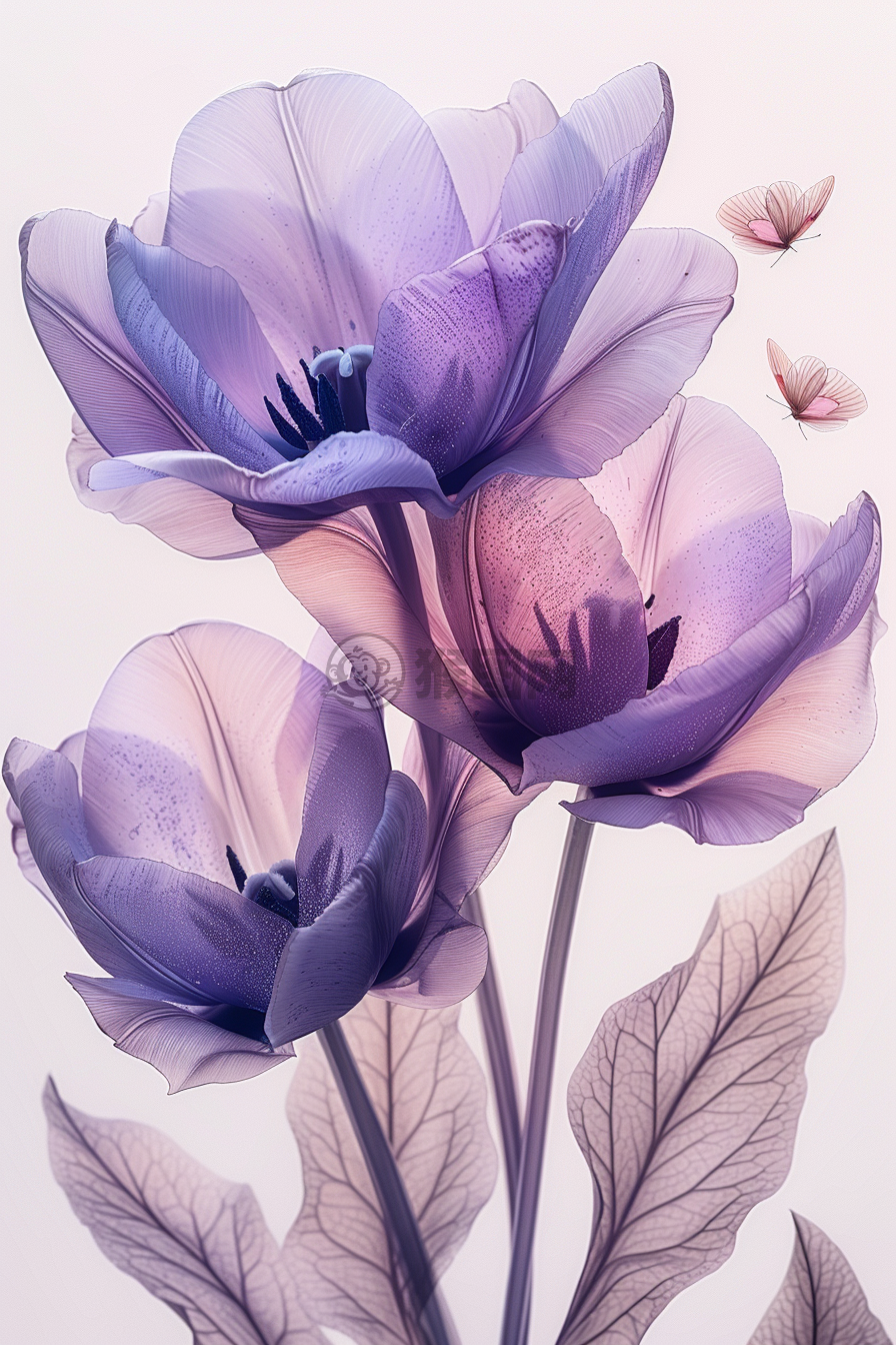 紫鸢飞舞，白底画卷