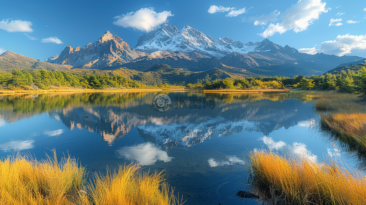 高原湖泊映群山，草甸如毯展画卷