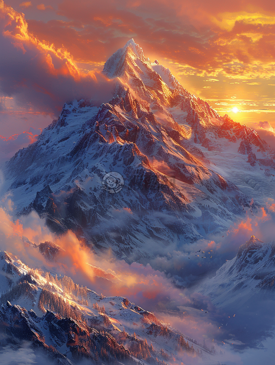 雪山晨曦 