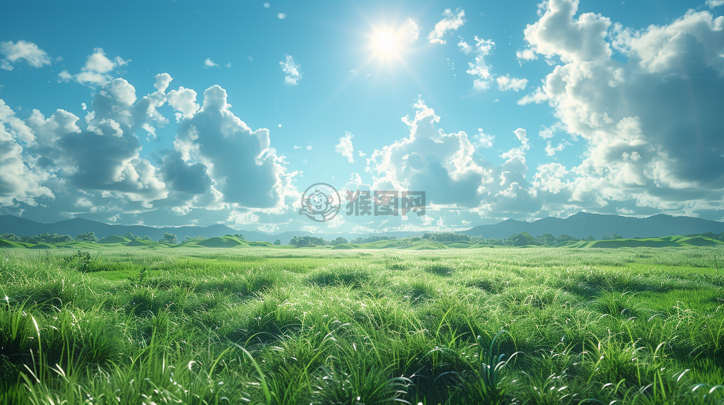 草原碧空下大师杰作，极细致CG 8K壁纸展示无云极佳品质。