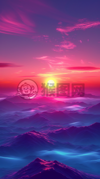 柔和淡彩素描，简约紫粉渐变背景下的自由形状设计。
