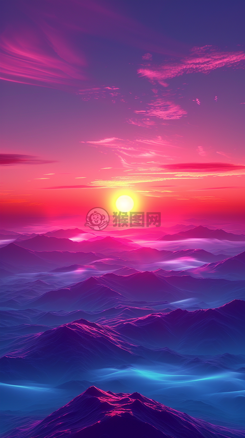 柔和淡彩素描，简约紫粉渐变背景下的自由形状设计。