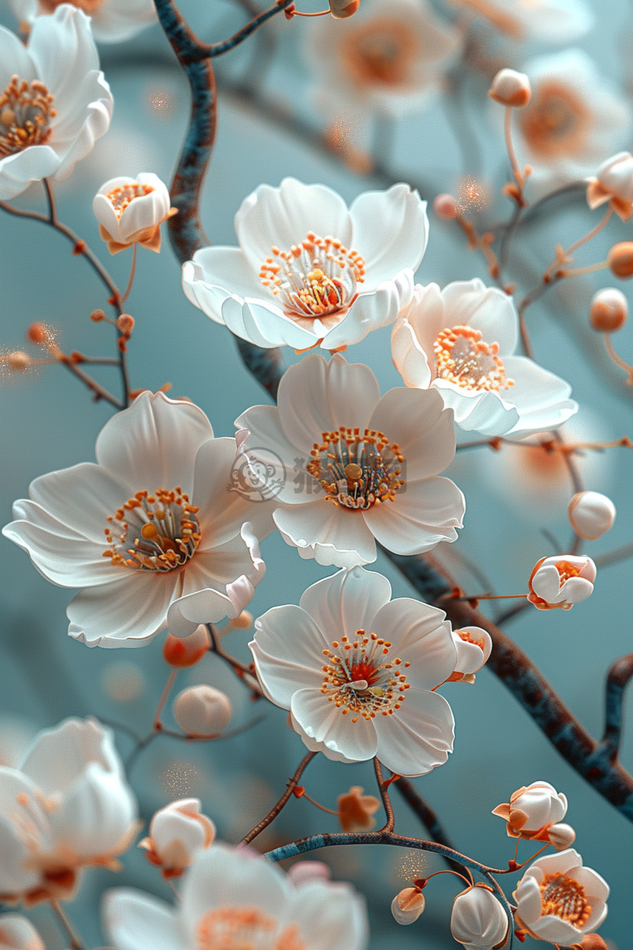 轻蓝花语，白樱之赠