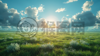 草原日出，蓝空如画，精湛之作，品质卓越
