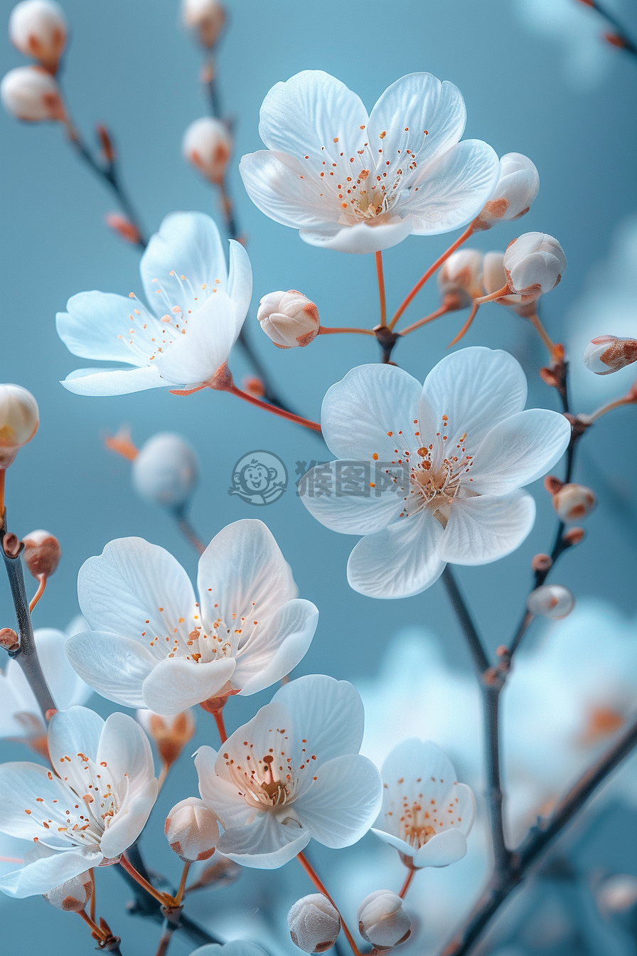 轻蓝花语，白樱之赠
