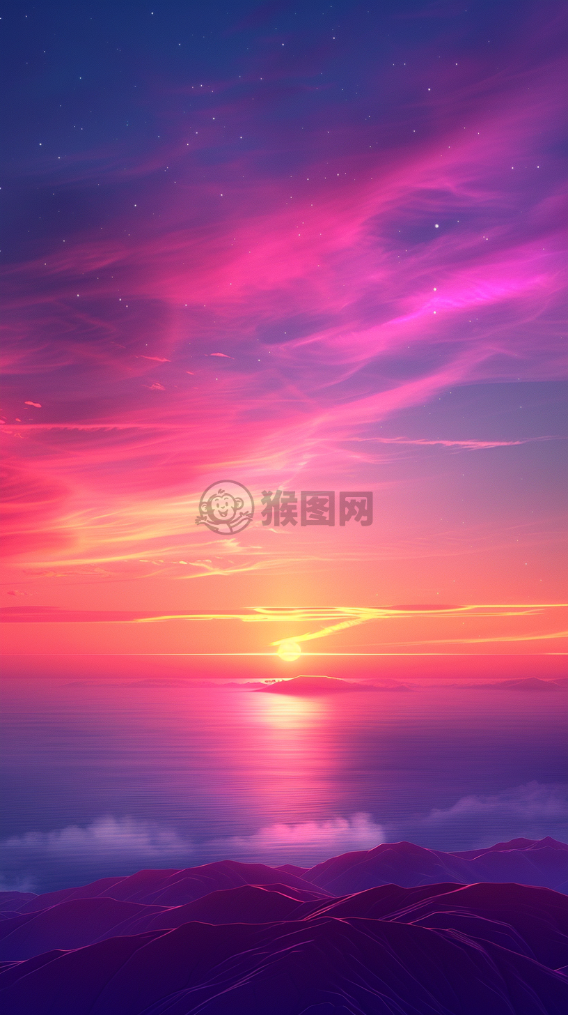 柔和淡彩风格紫色调淡彩画作品