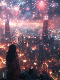现代都市之夜，灯火璀璨壁纸。