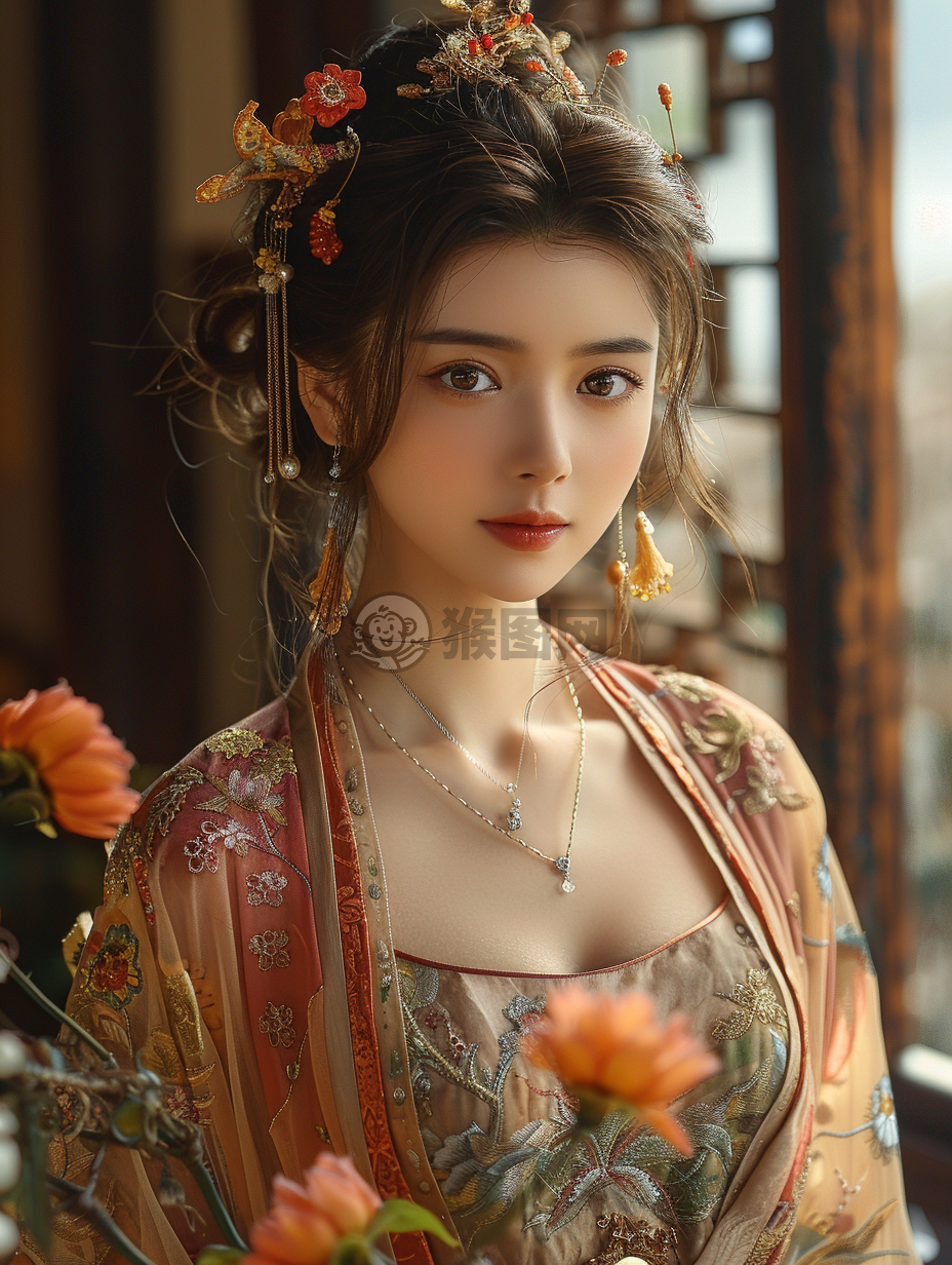微笑花间照，灿烂阳光下。