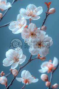 轻蓝花语，白樱之赠