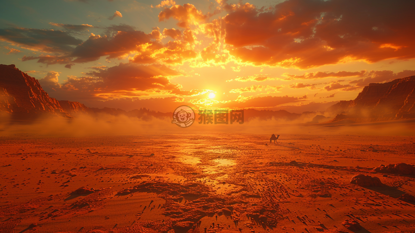 沙漠中的骆驼壁纸，极致细节，令人惊叹。