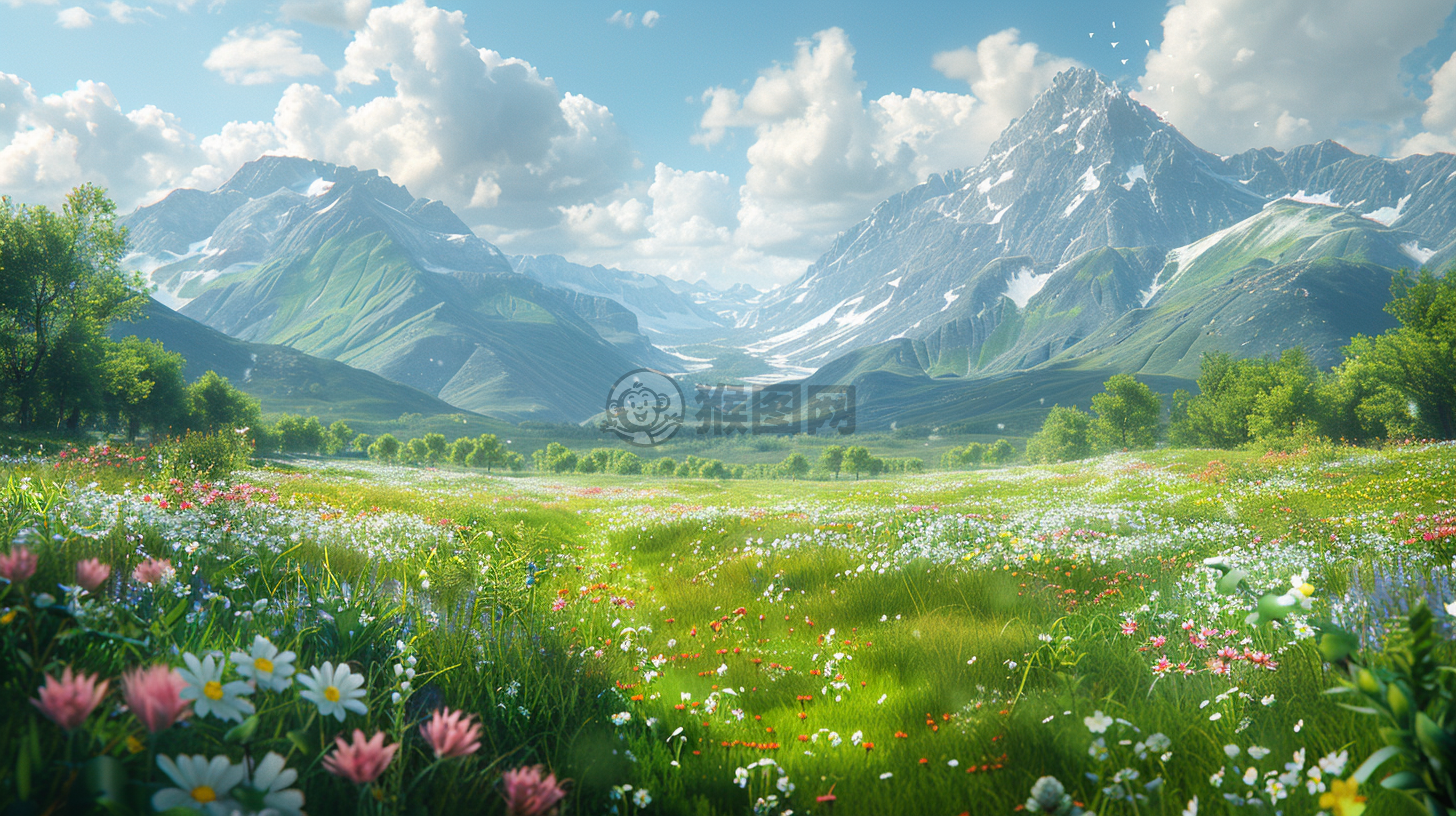  绚丽春色，田野美景，Unity 8K壁纸，细节入微。
