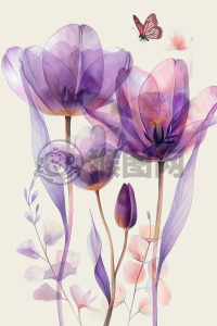 紫鸢飞舞，白底画卷