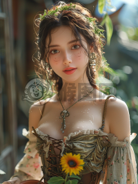 绽放的向日葵中国美女