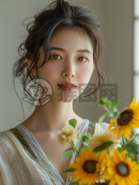 微笑花间照，金葵灿烂生