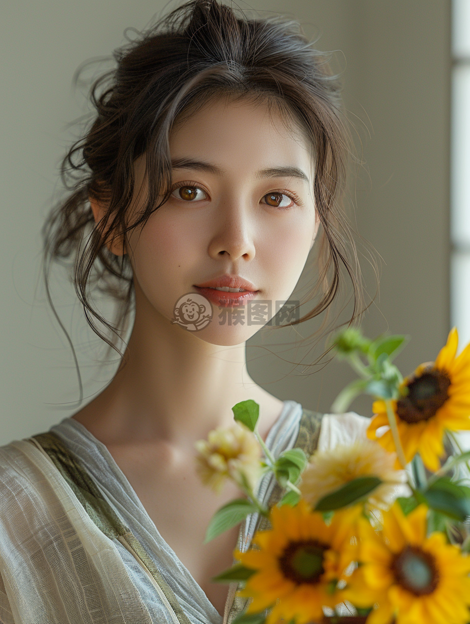 微笑花间照，金葵灿烂生