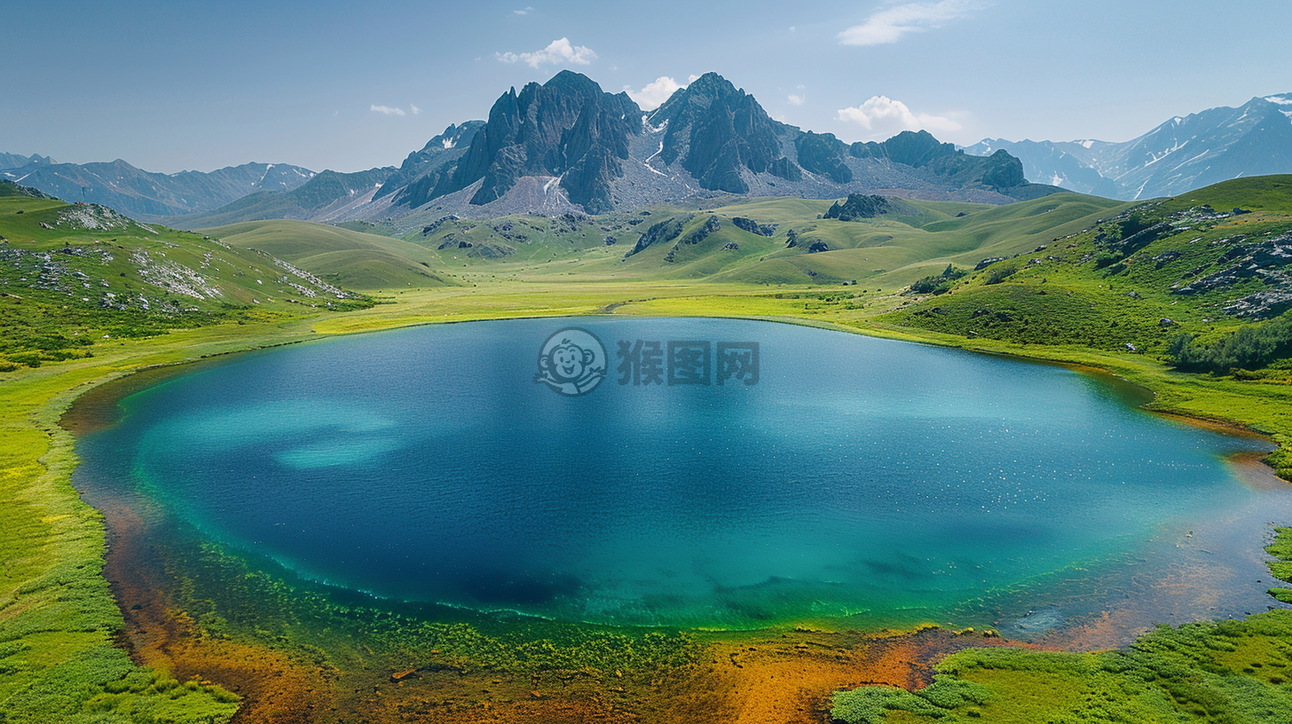 高山环绕中的湖泊与草原
