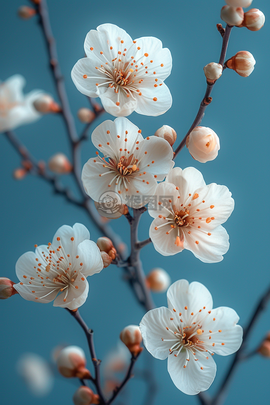 蓝白樱花，温柔爱意