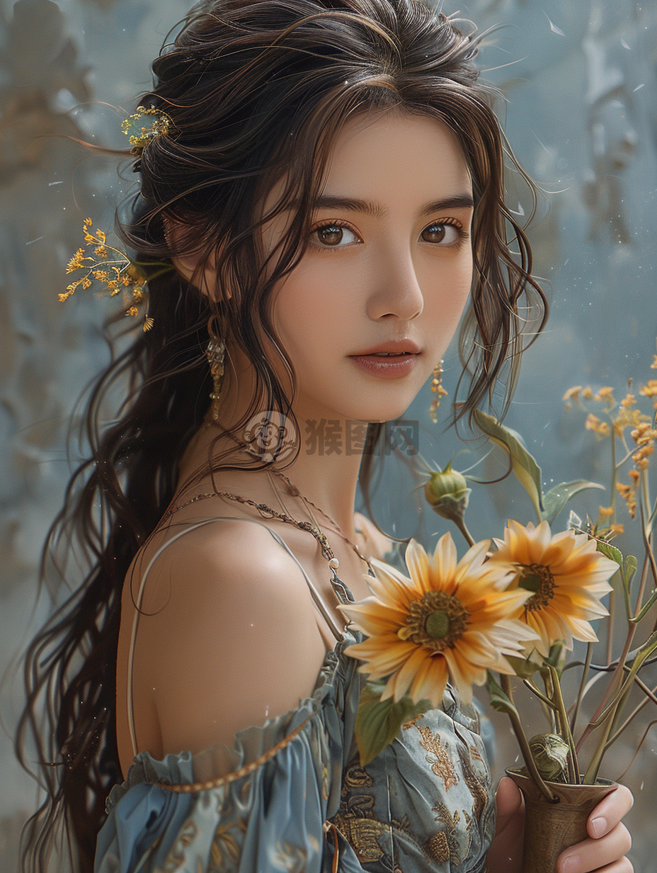 盛开向阳花，中国美女笑容灿烂