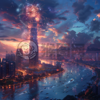 现代都市晨光绽放壁纸 