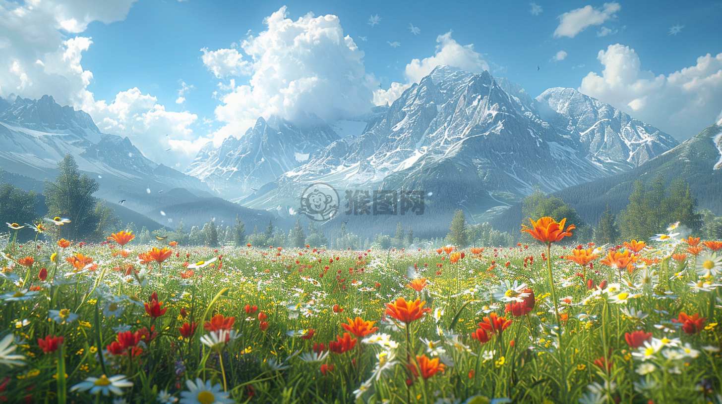 草原花开美如画，CG制作8K壁纸展现。