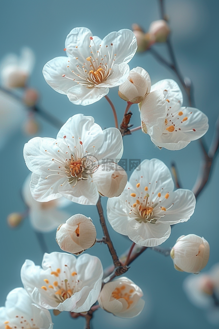 蓝白樱花，温柔爱意