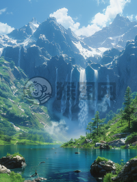 壮观的山水画卷，CG Unity 8K壁纸，细节至极