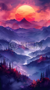 简约紫粉渐变背景下的自由形状艺术