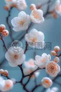 轻蓝花语，白樱情深
