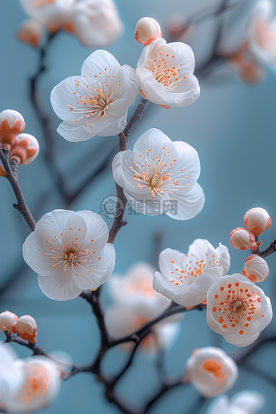 轻蓝花语，白樱情深