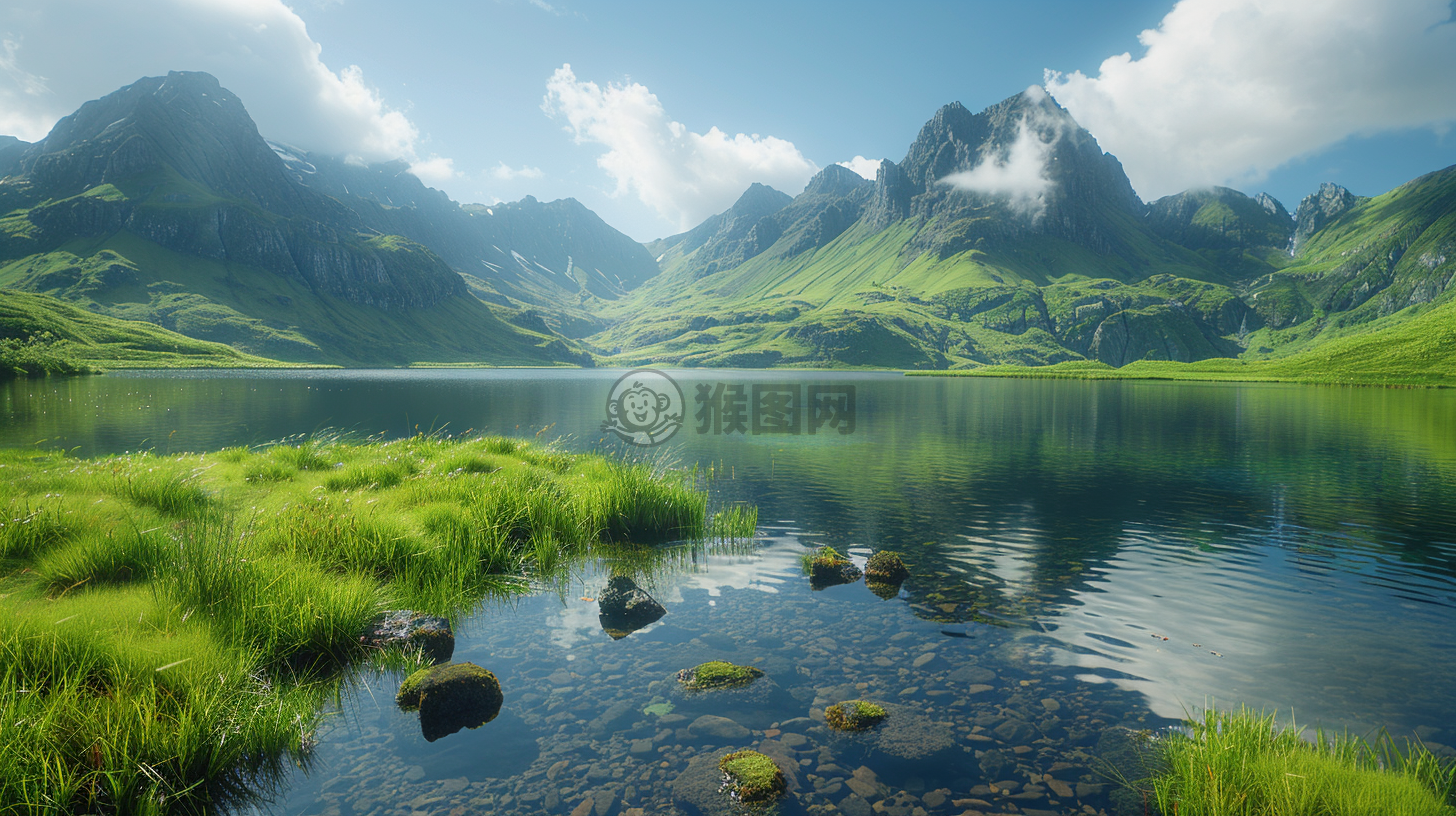 湖山秀美，高清自然光摄影