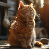 阳光下的肥猫悠闲自得
