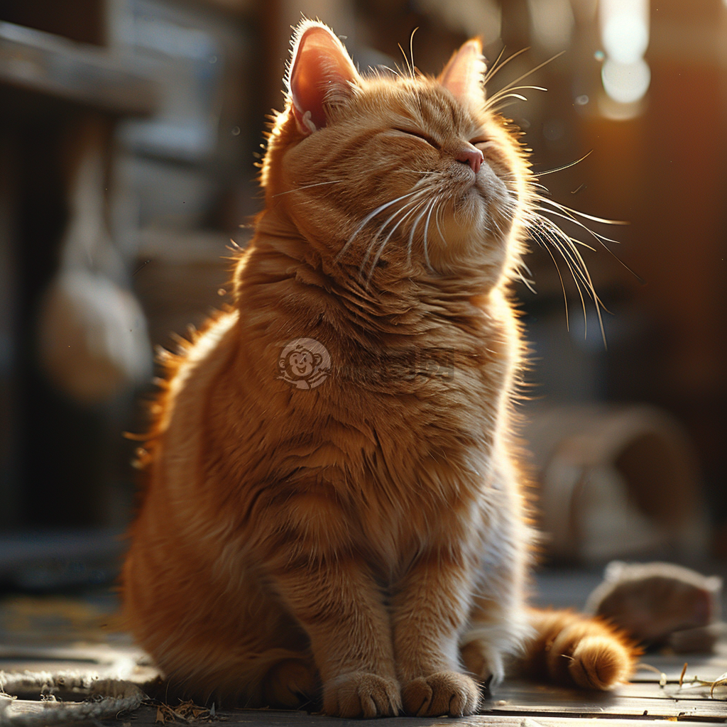 阳光下的肥猫悠闲自得