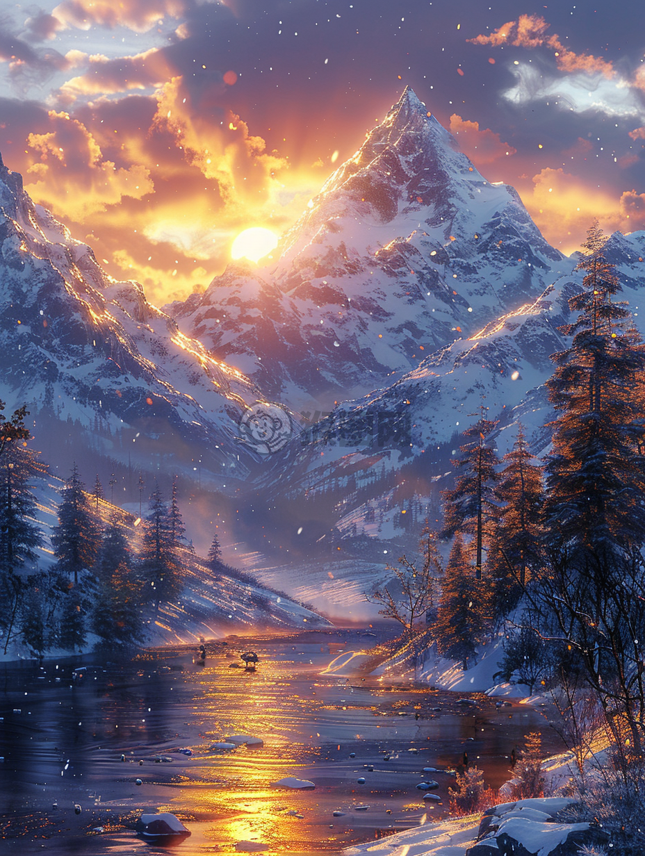 雪山晨曦 