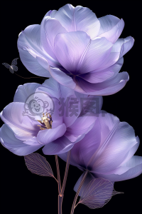 紫鸢飞舞，白底画卷