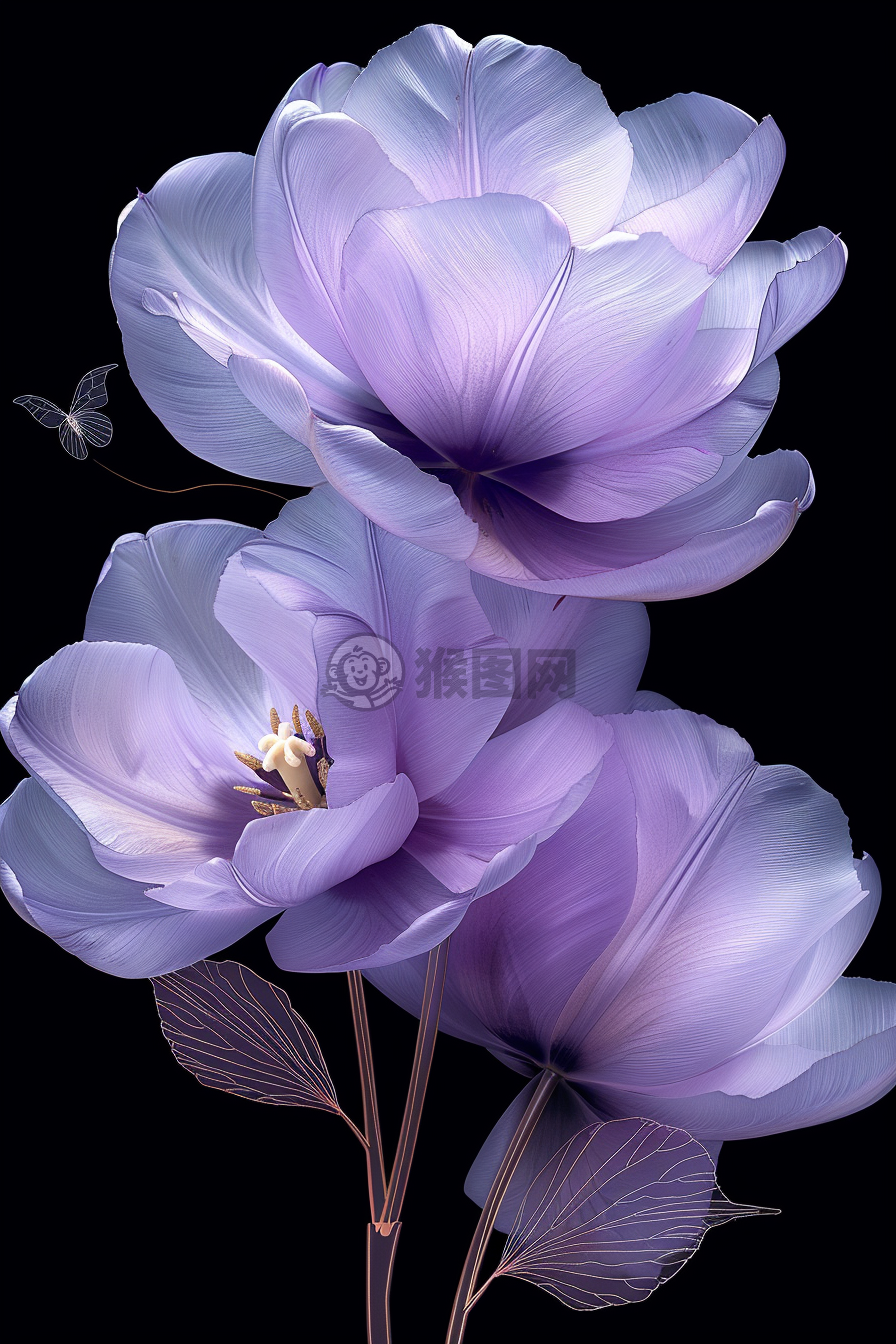 紫鸢飞舞，白底画卷