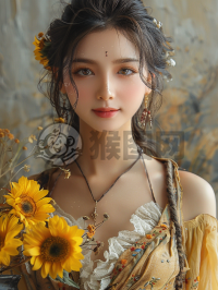 微笑花间照，灿烂阳光下。