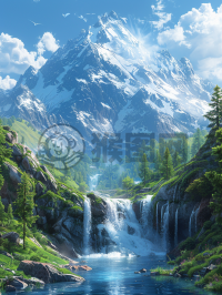壮观的山水画卷，CG Unity 8K壁纸，细节至极