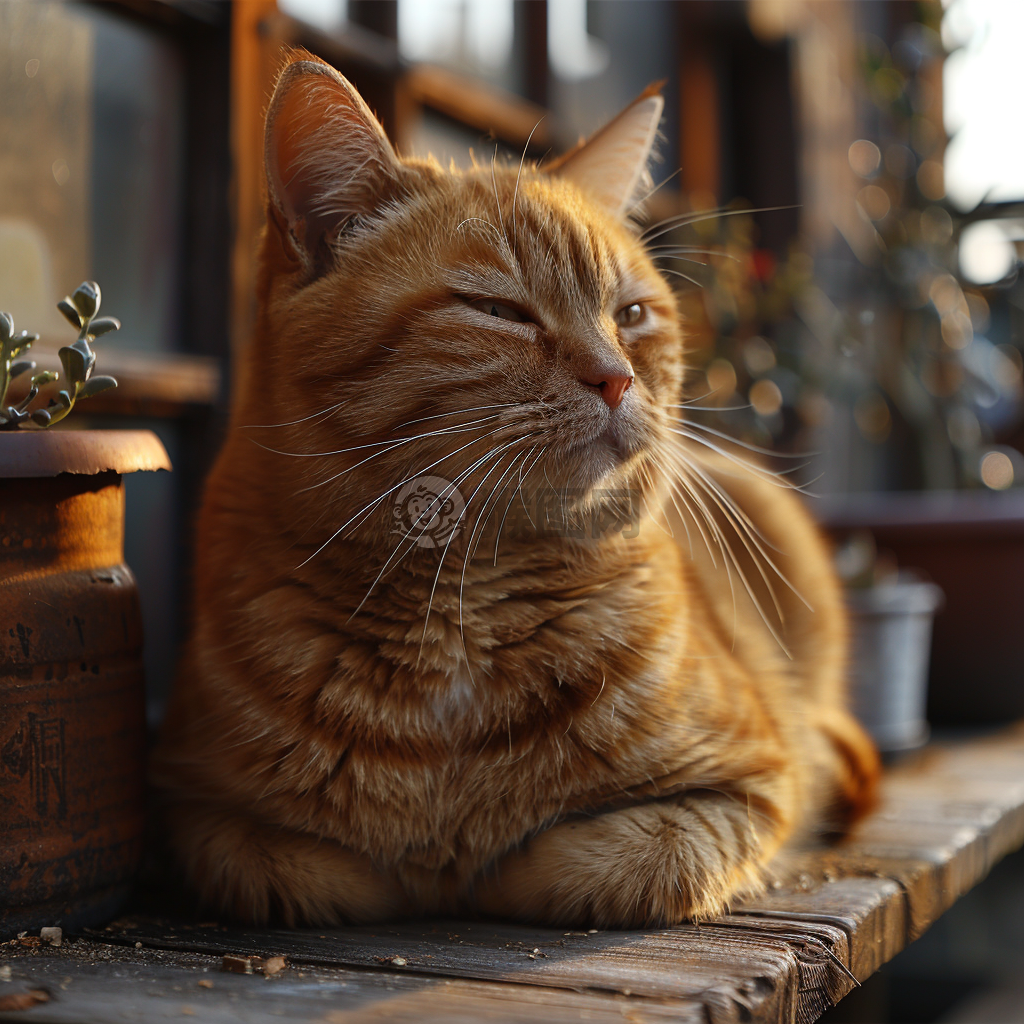 阳光下的肥猫懒洋洋