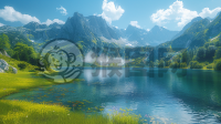 高原湖泊映群山，草甸如毯展画卷