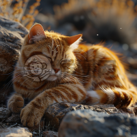橙猫晒太阳CG壁纸