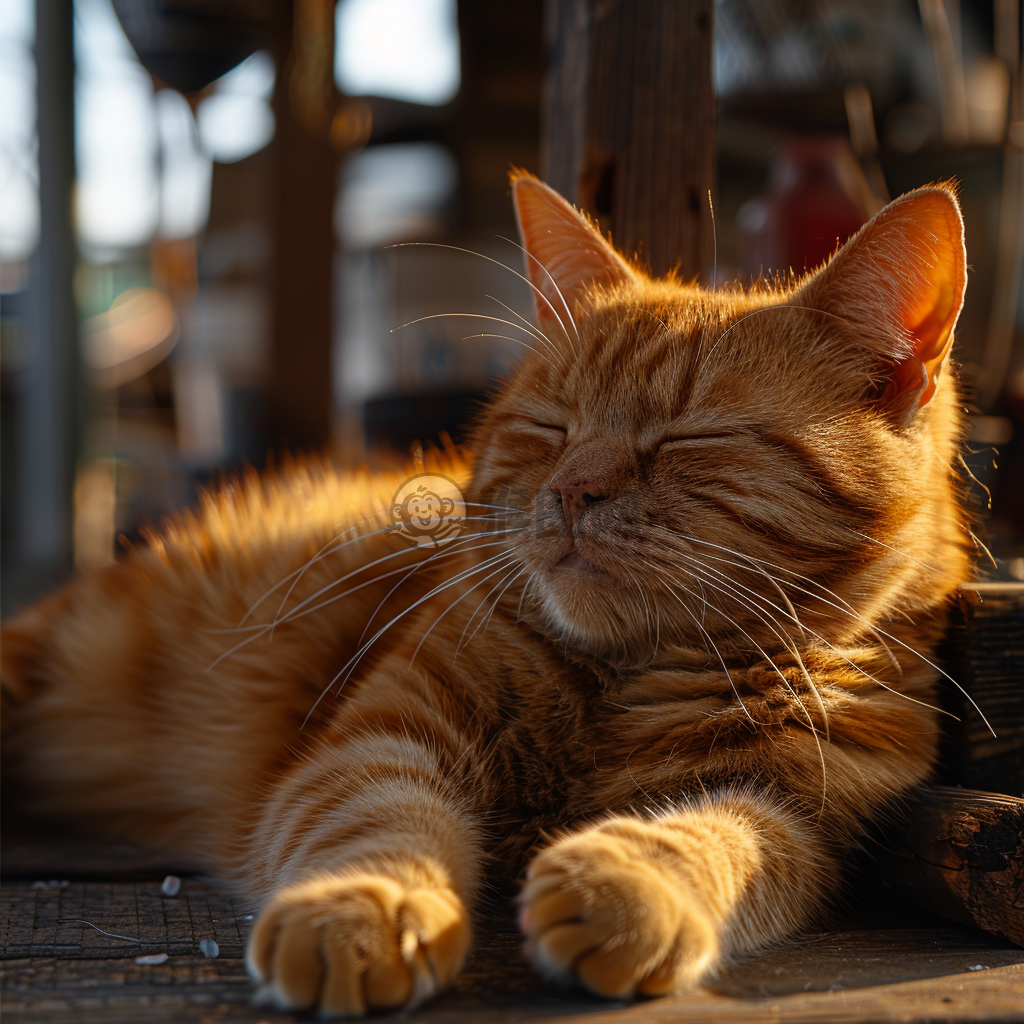 阳光下的肥猫壁纸