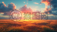 蔚蓝天空下的极致CG艺术壁纸，饱含壮美草原的壮观美景。