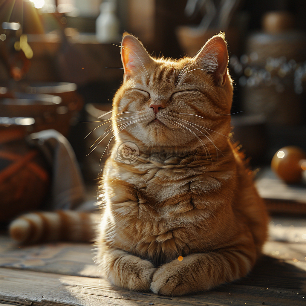 阳光下的肥猫壁纸