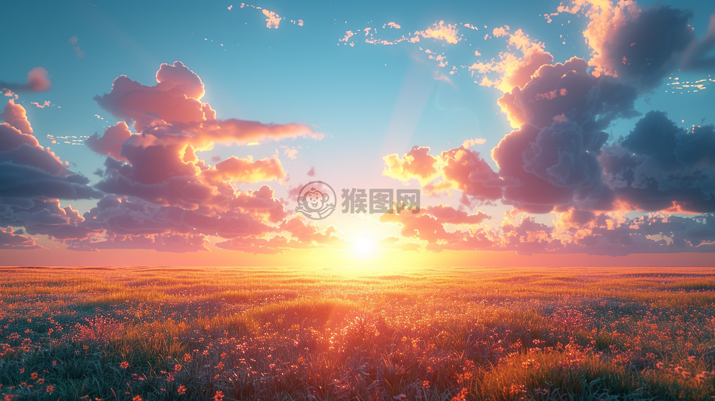 草原日出，精品壁纸，极致细节，展现美丽大自然。