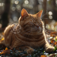 阳光下的胖橘猫 静谧悠闲，生动细腻