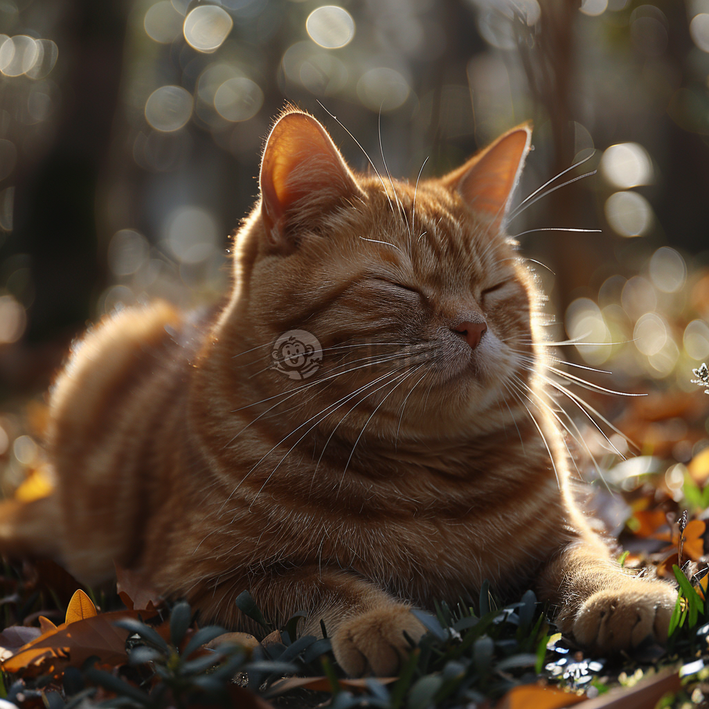 阳光下的胖橘猫 静谧悠闲，生动细腻