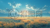 极致CG美图壁纸：草原朝阳下的细腻笔触