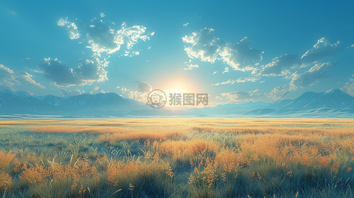 极致CG美图壁纸：草原朝阳下的细腻笔触