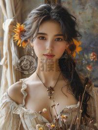 绽放的向日葵中国美女